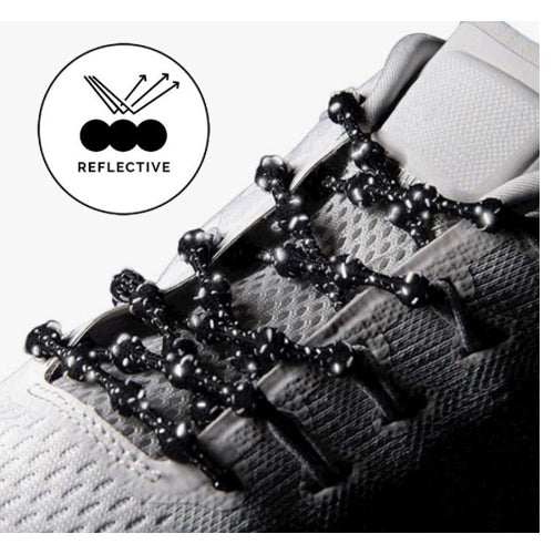 Caterpy - Run No-Tie Reflective Shoelaces - Standard (30in / 75cm) - Jaguar Black