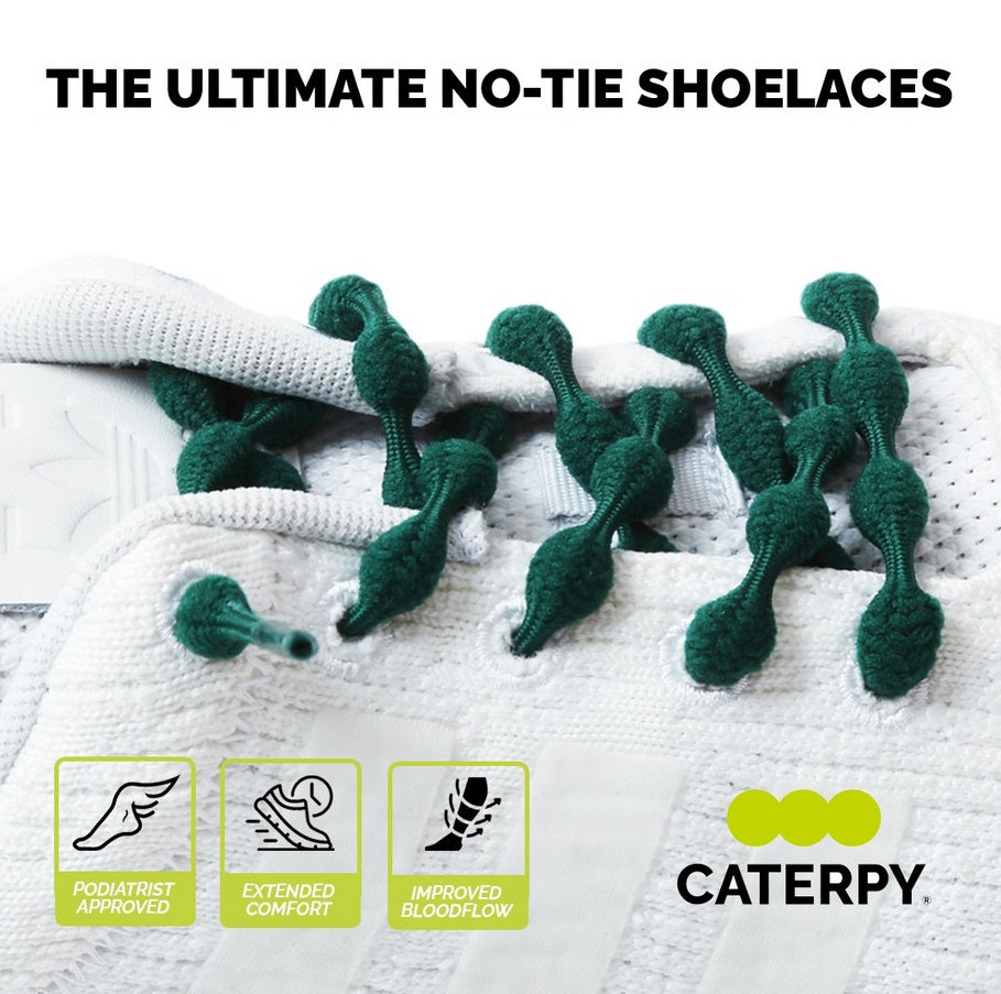 Caterpy - Run No-Tie Reflective Shoelaces - Standard (30in / 75cm) - Silky White