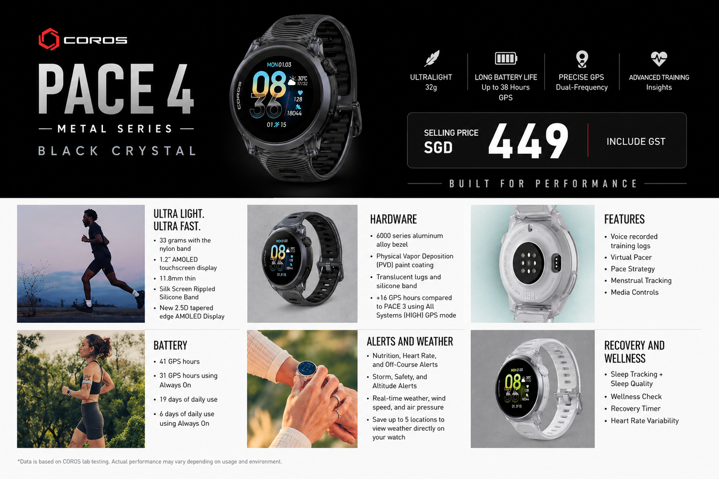 COROS - PACE 4 Metal Series - Black Crystal