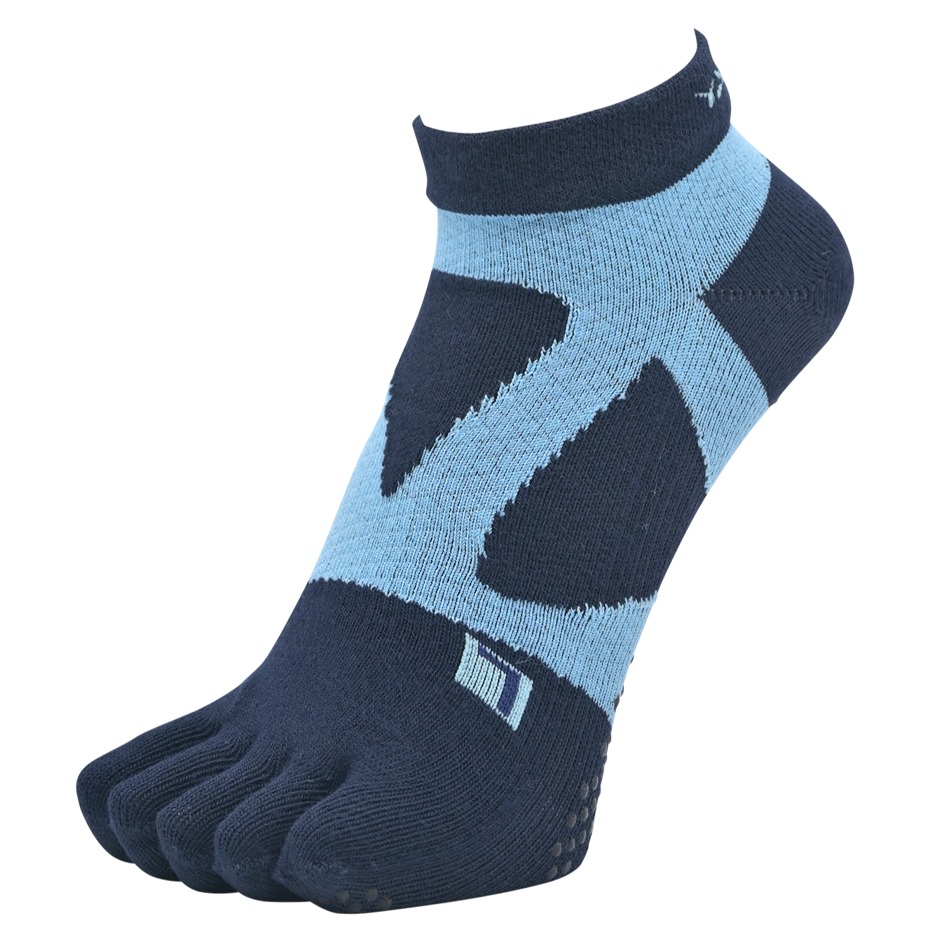 YAMAtune - Spider-Arch Compression - Short 5-Toe Socks - Non-Slip Dots - Navy/Blue