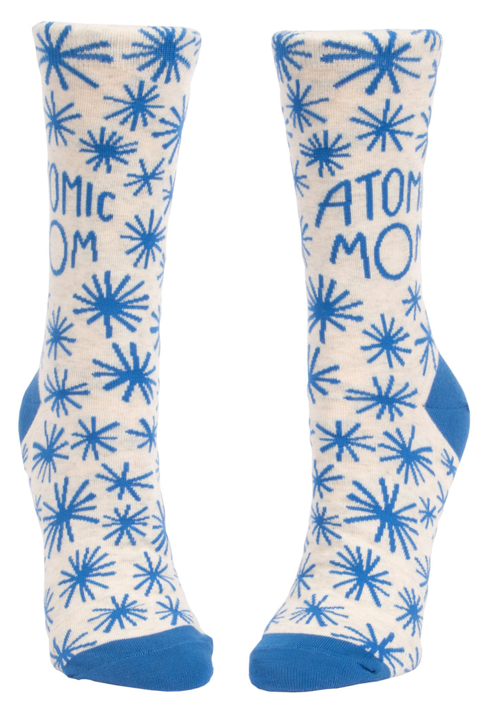 Red Dot Running Company Blue Q Women's Crew Socks Atomic Mom