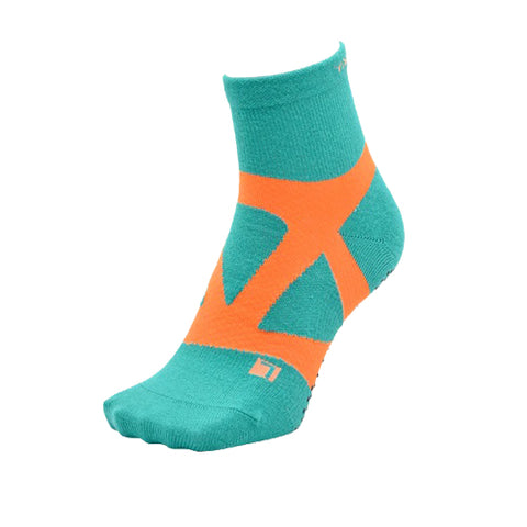 YAMAtune - Spider-Arch Compression - Mid-Length Socks - Non-Slip Dots - Green/Orange