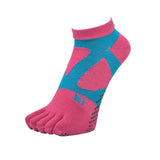 YAMAtune - Spider-Arch Compression - Short 5-Toe Socks - Non-Slip Dots - Rose/Emerald