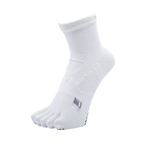 YAMAtune - Spider-Arch Compression - Mid-Length 5-Toe Socks - Non-Slip Dots - White