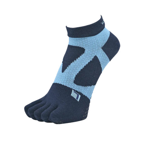 YAMAtune - Spider-Arch Compression - Short 5-Toe Socks - Non-Slip Dots - Navy/Blue