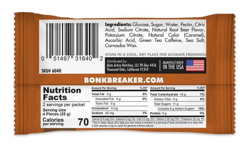 Bonk Breaker - Energy Chews - Root Beer (100mg Caffeine)