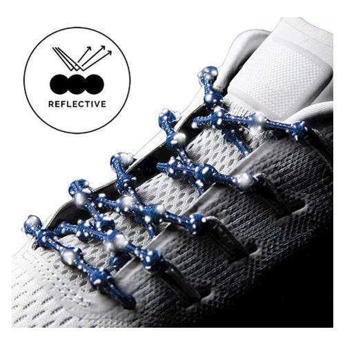 Caterpy - Run No-Tie Reflective Shoelaces - Standard (30in / 75cm) - Midnight Blue