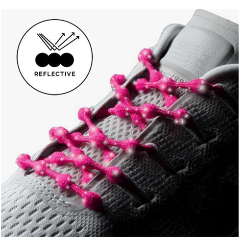 Caterpy - Run No-Tie Reflective Shoelaces - Standard (30in / 75cm) - Flamingo Pink
