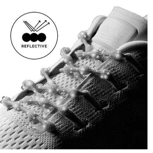 Caterpy - Run No-Tie Reflective Shoelaces - Standard (30in / 75cm) - Ghost Grey