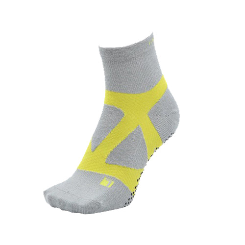 YAMAtune - Spider-Arch Compression - Mid-Length Socks - Non-Slip Dots - Grey/Yellow