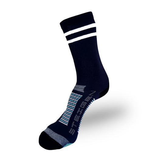 Steigen - 3/4 Length Running Socks - Two Stripe Navy