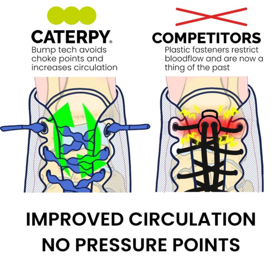 Caterpy - Run No-Tie Reflective Shoelaces - Standard (30in / 75cm) - Ghost Grey