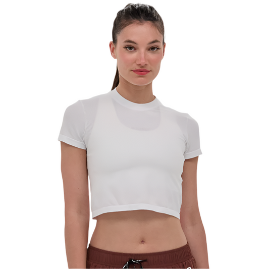 Bandit Running - Mercury Seamless™ Crop Tee - White - Women's