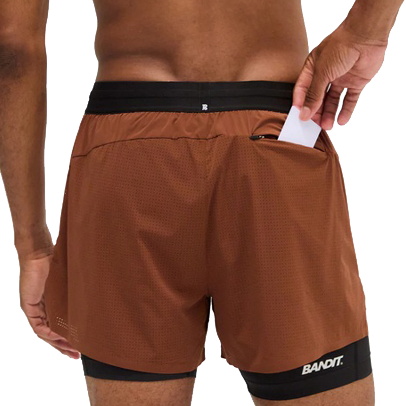 Bandit Running - Vento™ 2-In-1 Run Short - Coffee Bean - Men's