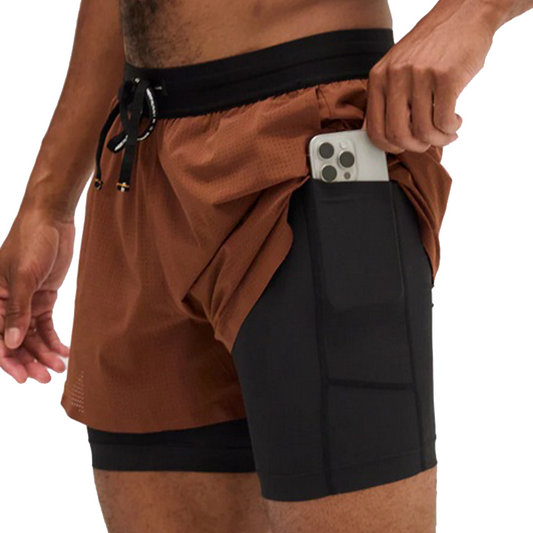 Bandit Running - Vento™ 2-In-1 Run Short - Coffee Bean - Men's