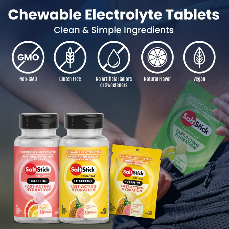 SaltStick - FastChews - Tropical Twist (Caffeinated) - 10 Tablets Packet