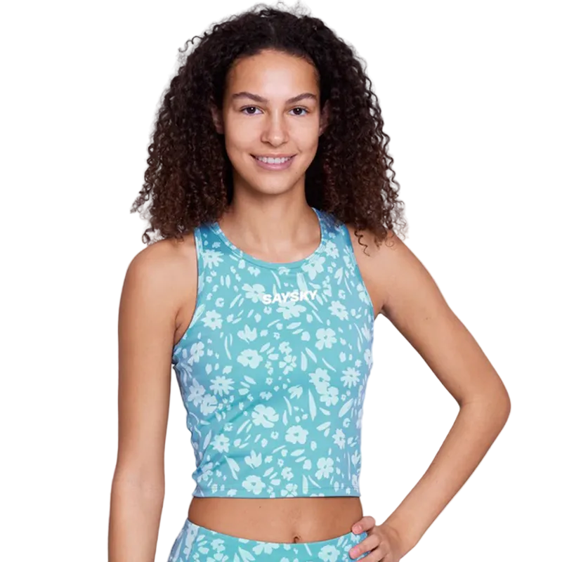 Saysky - Flower Combat Crop Top - Light Blue Flower - Women's