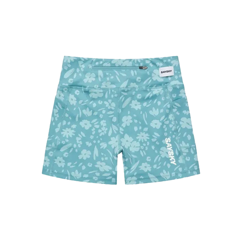 Saysky - Flower Combat+ Short Tights 4" - Light Blue Flower - Women's