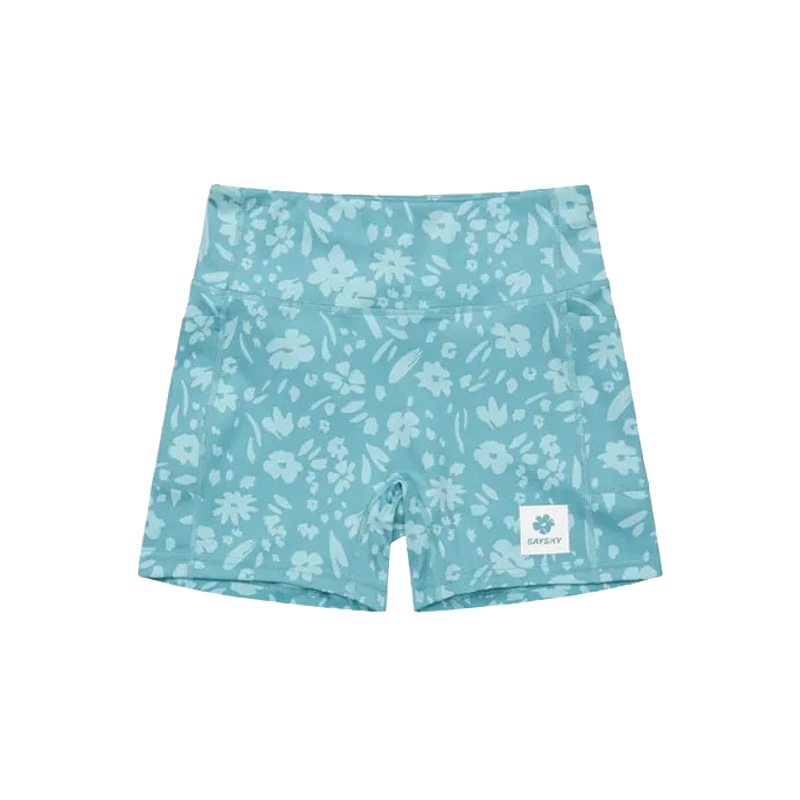 Saysky - Flower Combat+ Short Tights 4" - Light Blue Flower - Women's
