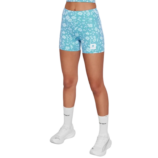 Saysky - Flower Combat+ Short Tights 4" - Light Blue Flower - Women's