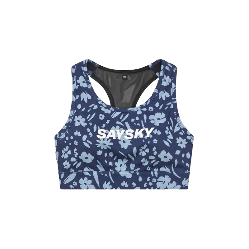 Saysky - Flower Combat Sports Bra - Blue Flower - Women's