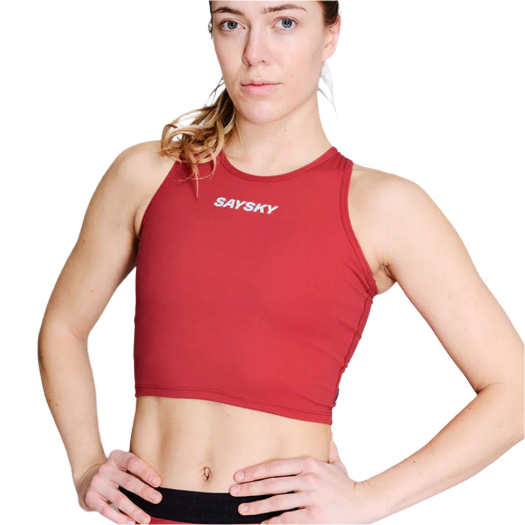 Red Running Top Red Dot Running Company - Saysky - Flow Race Crop Top - Red - Women's