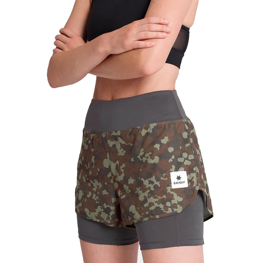 Saysky - 2 In 1 Camo Pace Shorts 3" - Brown - Women's