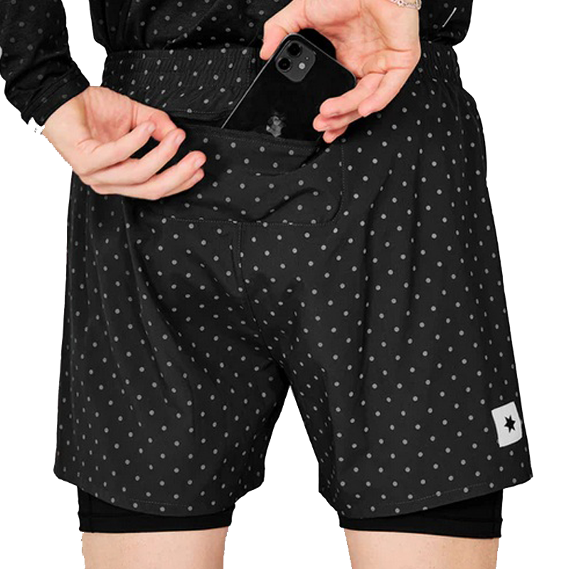 Saysky - 2 in 1 Reflective Pace Shorts 5'' - Black - Men's