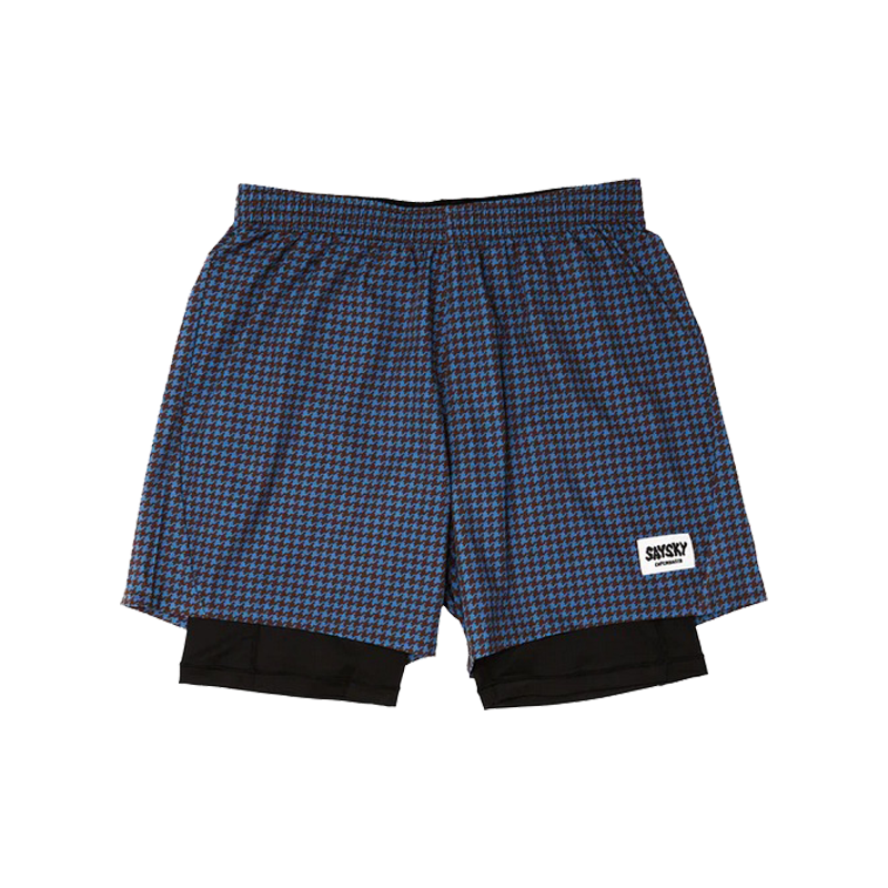 Saysky - Houndstooth 2 in 1 Pace Shorts 5'' - Blue - Men's