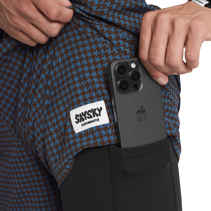 Saysky - Houndstooth 2 in 1 Pace Shorts 5'' - Blue - Men's