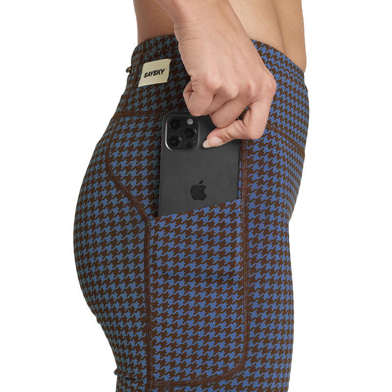 Saysky - Houndstooth Combat+ Short Tights 7" - Blue - Women's