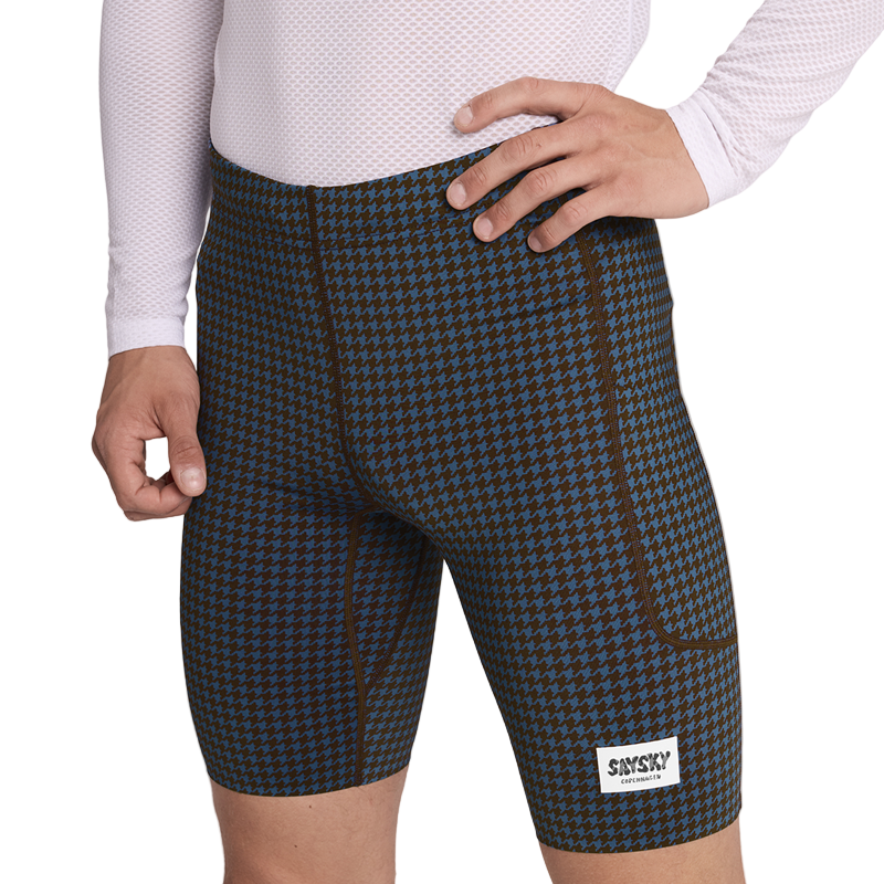 Saysky - Houndstooth Combat+ Short Tights 9" - Blue - Men's
