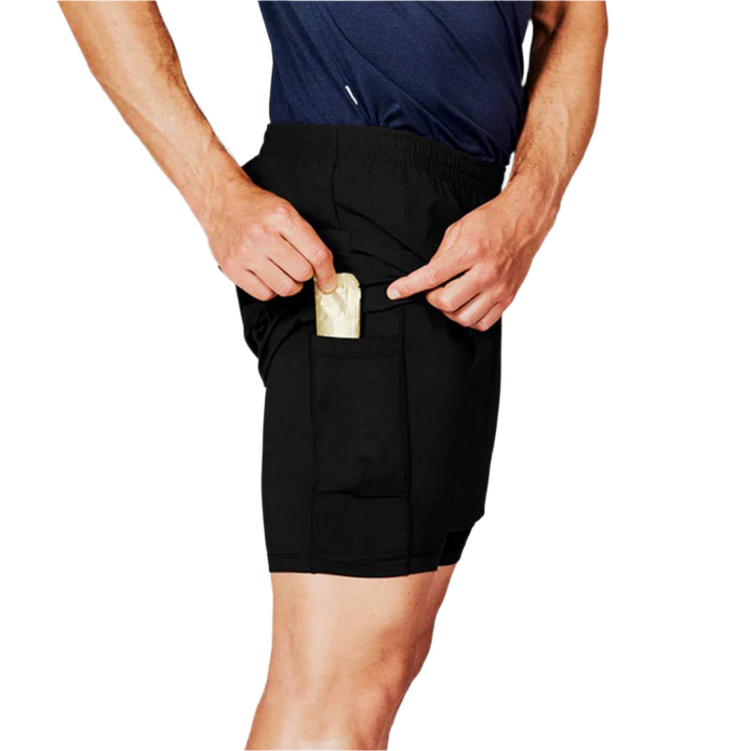 Saysky - 2 in 1 Pace Shorts 5'' - Black - Men's