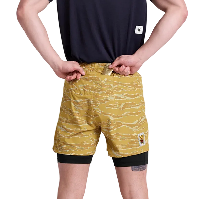 Saysky - Tiger Pace 2 in 1 Shorts 5'' - Yellow Camo - Men's
