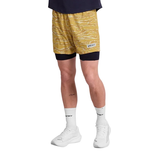 Saysky - Tiger Pace 2 in 1 Shorts 5'' - Yellow Camo - Men's