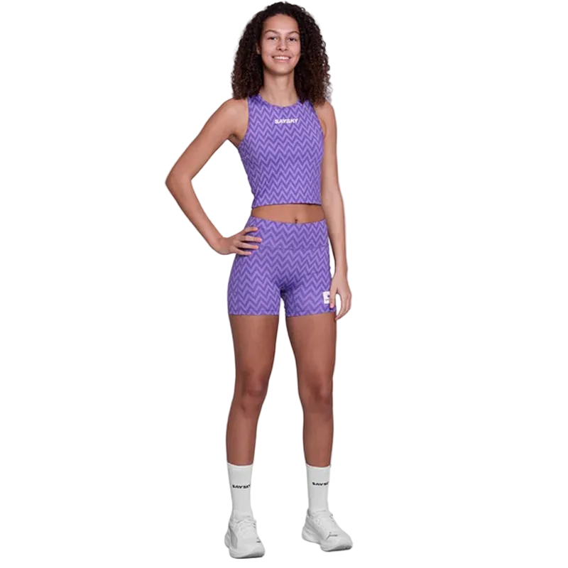 Saysky - Zig Zag Combat Crop Top - Purple Zig Zag - Women's