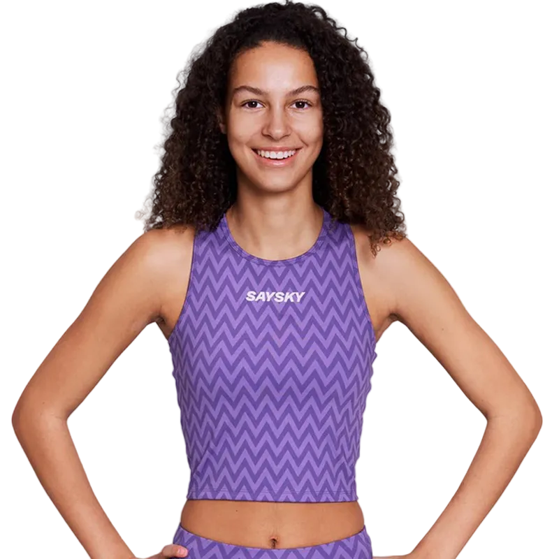 Saysky - Zig Zag Combat Crop Top - Purple Zig Zag - Women's