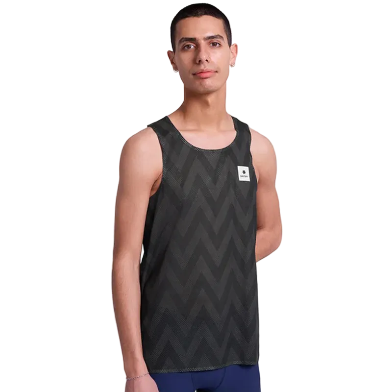 Saysky - Zig Zag Flow Air Singlet - Black Zig Zag - Men's