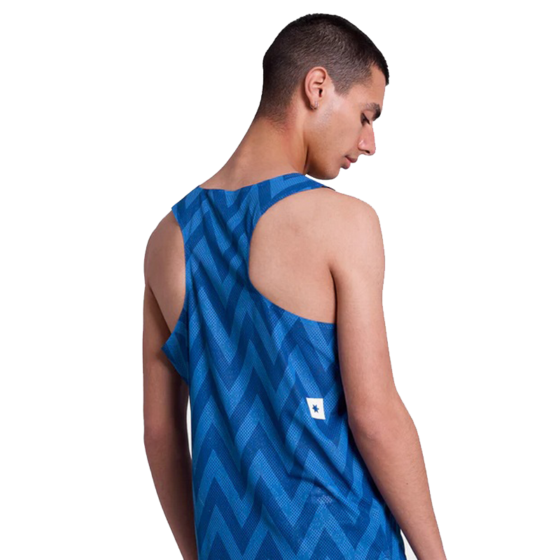 Saysky - Zig Zag Flow Air Singlet - Blue Zig Zag - Men's