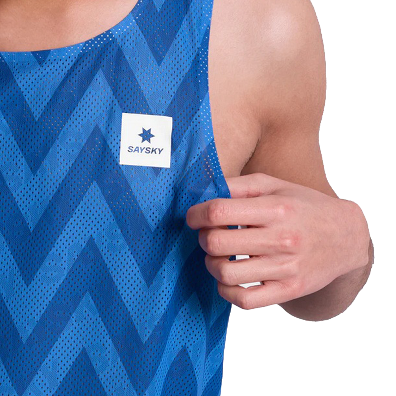 Saysky - Zig Zag Flow Air Singlet - Blue Zig Zag - Men's