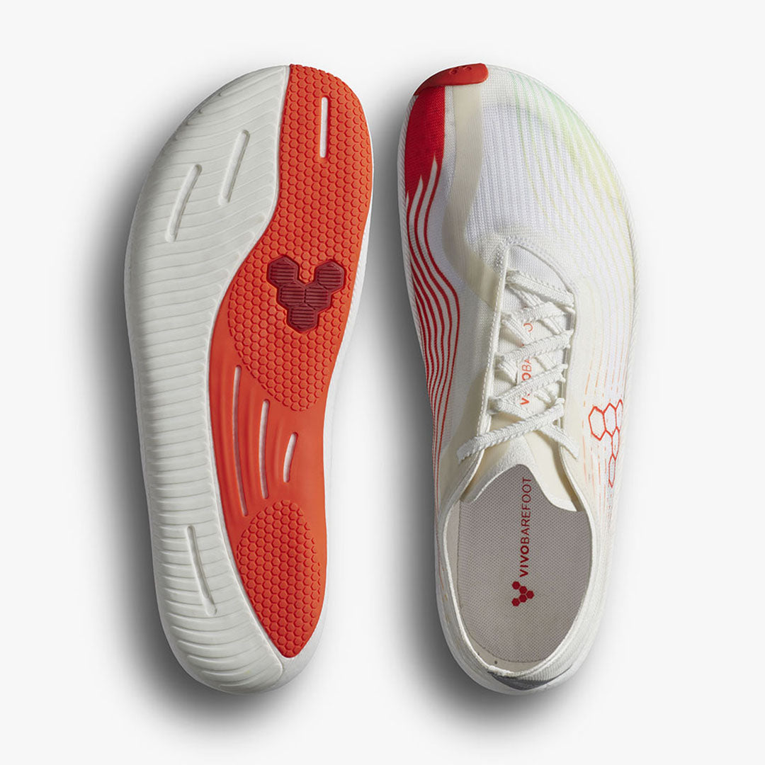 Vivobarefoot - Primus Flow - Bright White/ Neon Orange - Women's