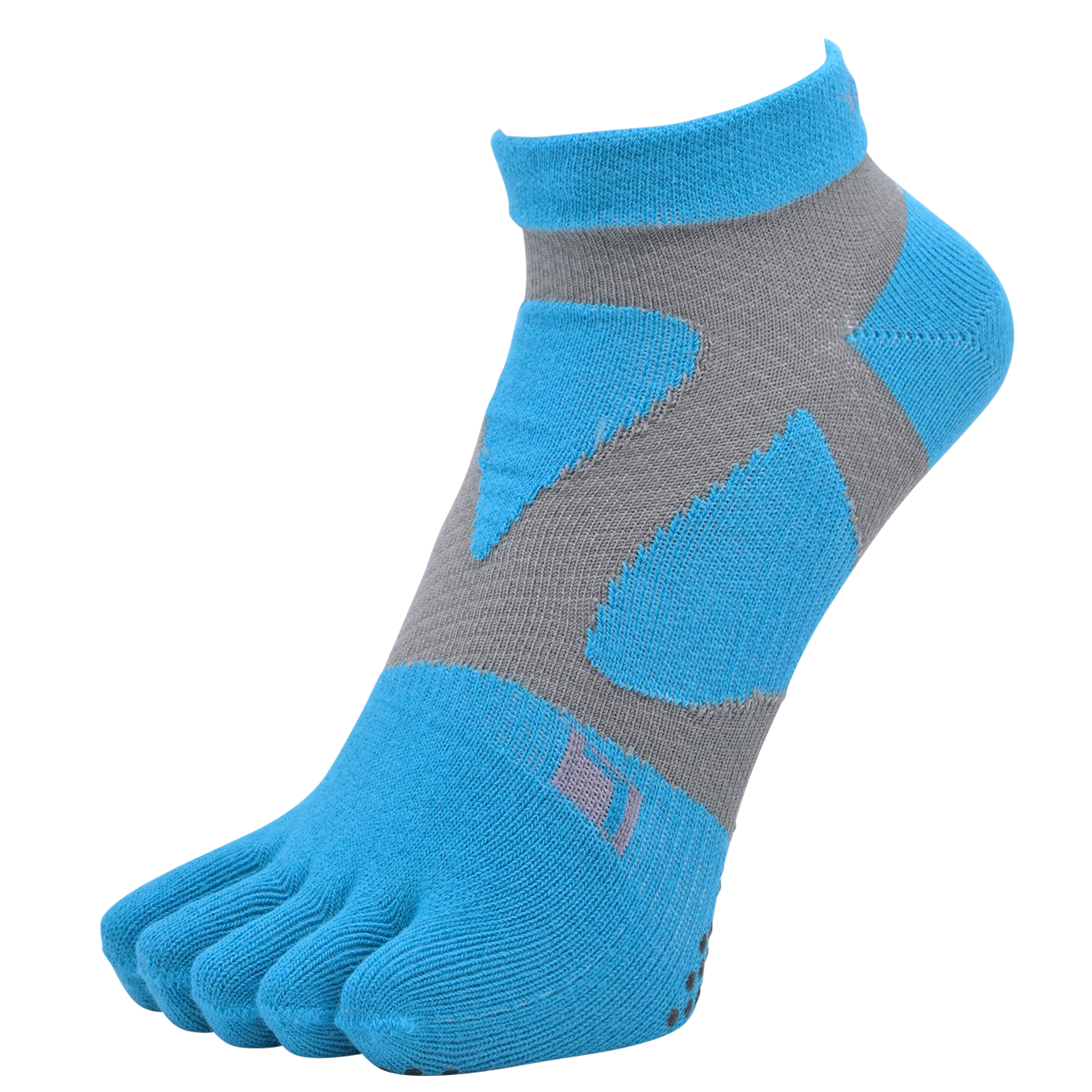 YAMAtune - Spider-Arch Compression - Short 5-Toe Socks - Non-Slip Dots - Turquoise/Grey