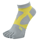 YAMAtune - Spider-Arch Compression - Short 5-Toe Socks - Non-Slip Dots - Grey/Yellow