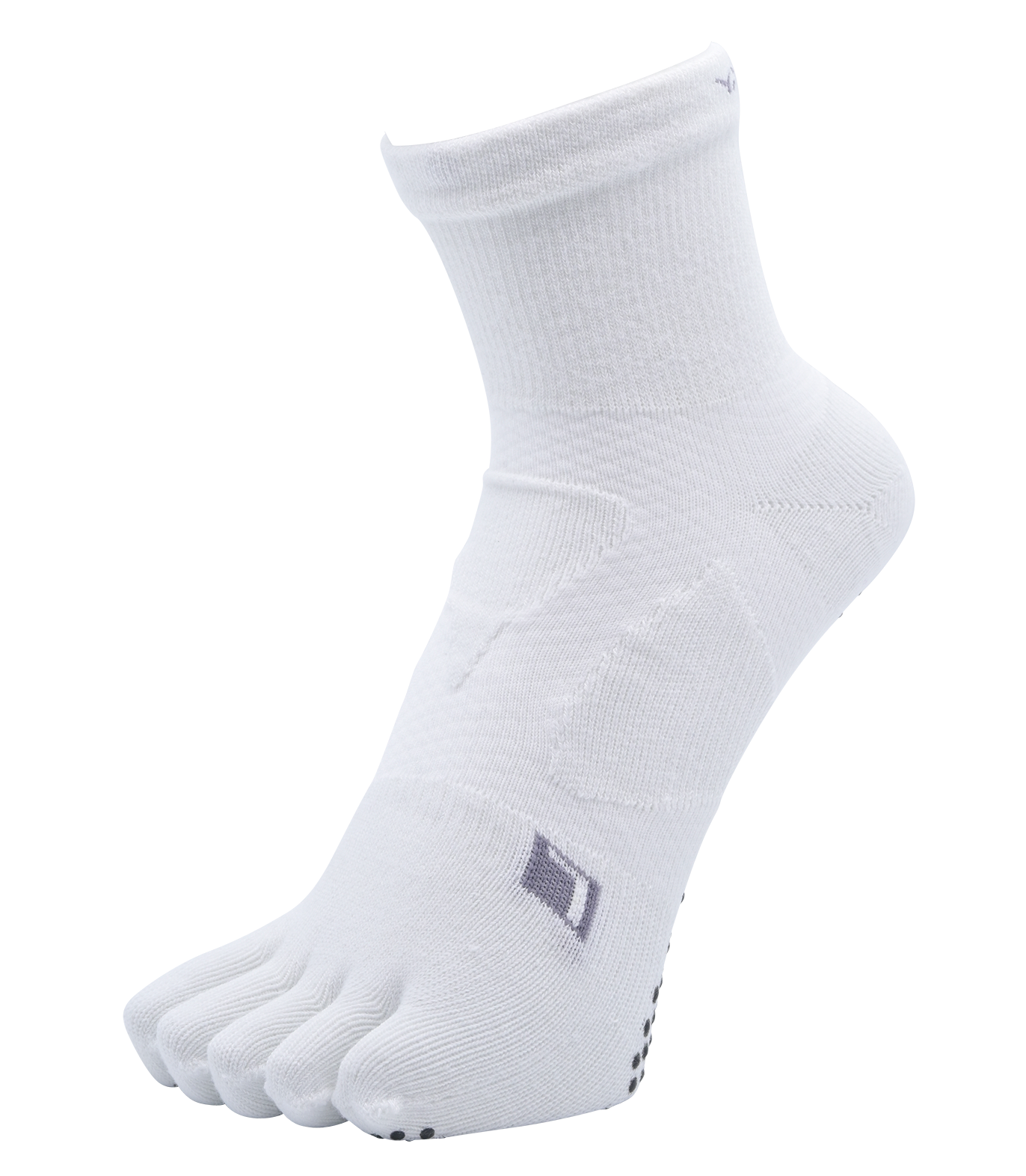 YAMAtune - Spider-Arch Compression - Mid-Length 5-Toe Socks - Non-Slip Dots - White