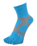 YAMAtune - Spider-Arch Compression - Mid-Length 5-Toe Socks - Non-Slip Dots - Turquoise/Grey
