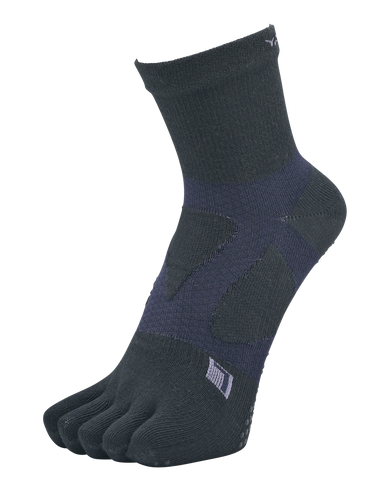 YAMAtune - Spider-Arch Compression - Mid-Length 5-Toe Socks - Non-Slip Dots - Black/Dark Navy