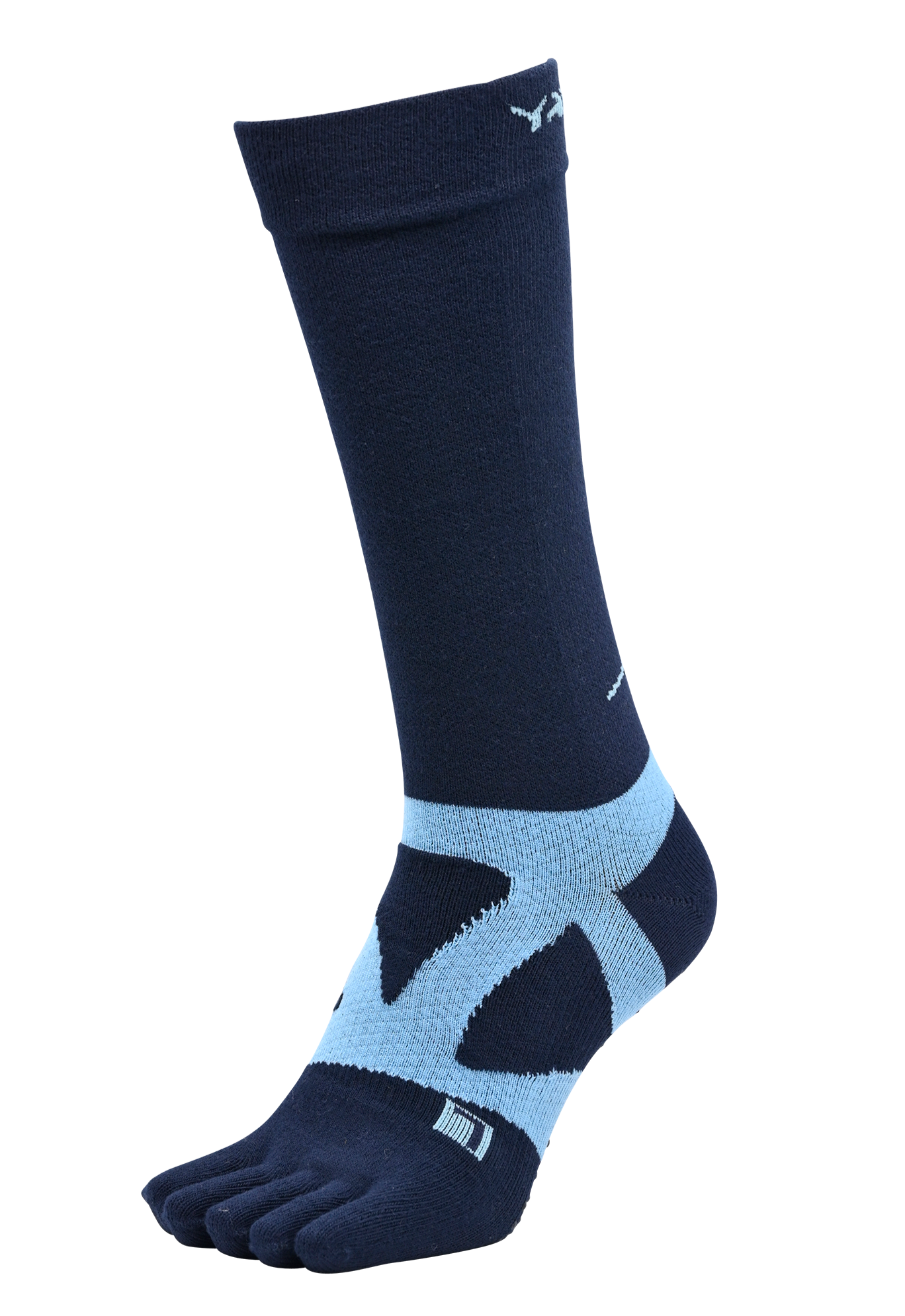 YAMAtune - Spider-Arch Compression - Long 5-Toe Socks - Non-Slip Dots - Navy/Blue