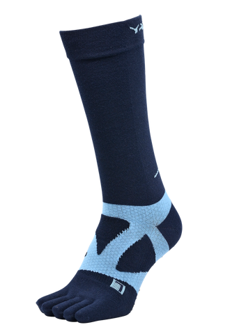 YAMAtune - Spider-Arch Compression - Long 5-Toe Socks - Non-Slip Dots - Navy/Blue