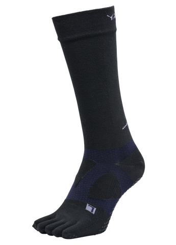 YAMAtune - Spider-Arch Compression - Long 5-Toe Socks - Non-Slip Dots - Black/Dark Navy
