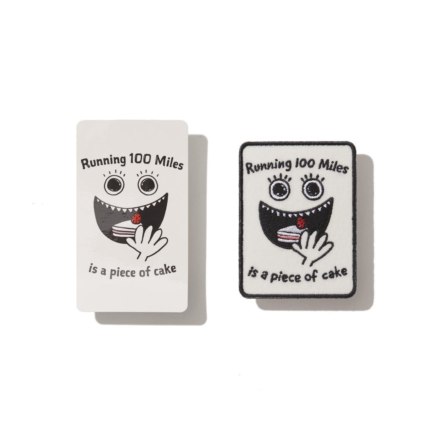 Tomo's Pit - Running 100 Miles is a Piece of Cake - Sticker/Cloth Patch Set